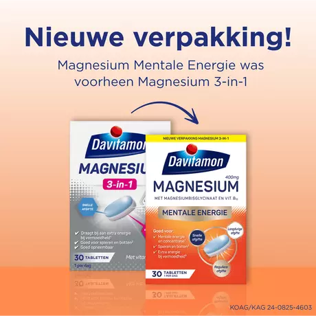 Davitamon Magnesium Vitamine B12 Mentale Energie Tabletten 30 stuks