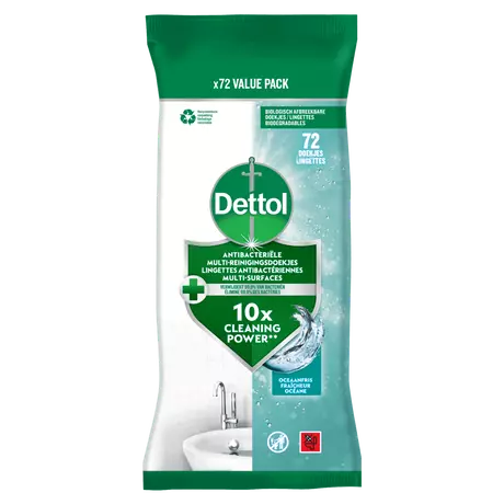 Dettol Antibacteriële Reinigingsdoekjes Oceaanfris 72 stuks