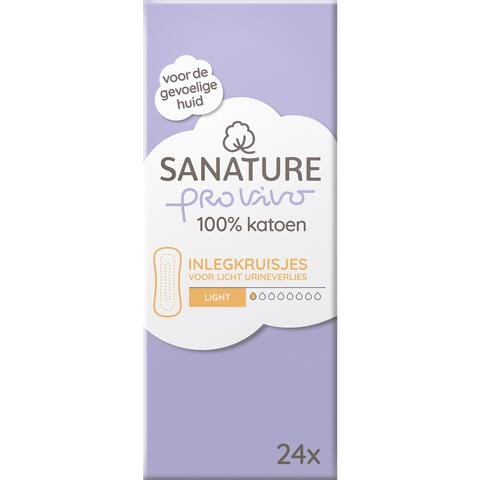Sanature Pro Vivo 100% Katoenen Incontinentie Inlegkruisjes Light 24 stuks