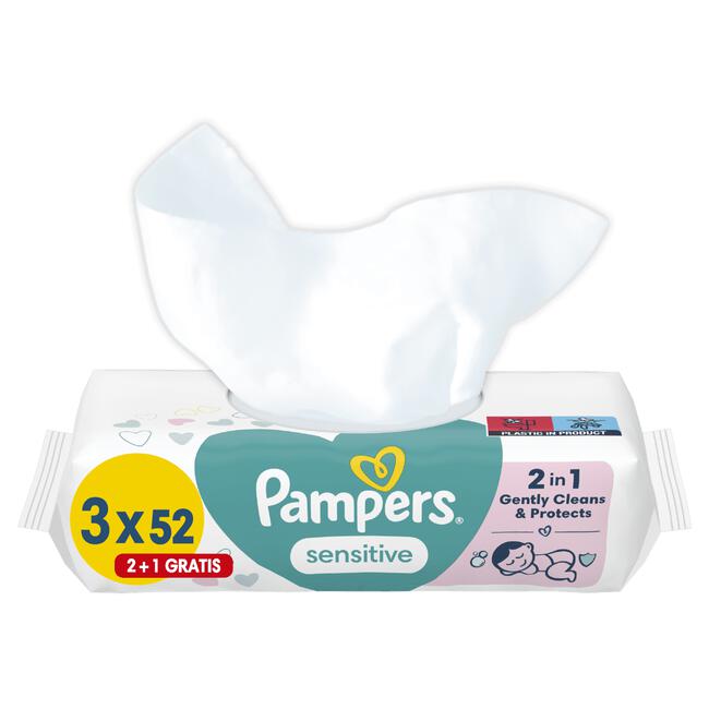 Pampers Sensitive Billendoekjes 2+1 Promo Pack 3x52 Stuks