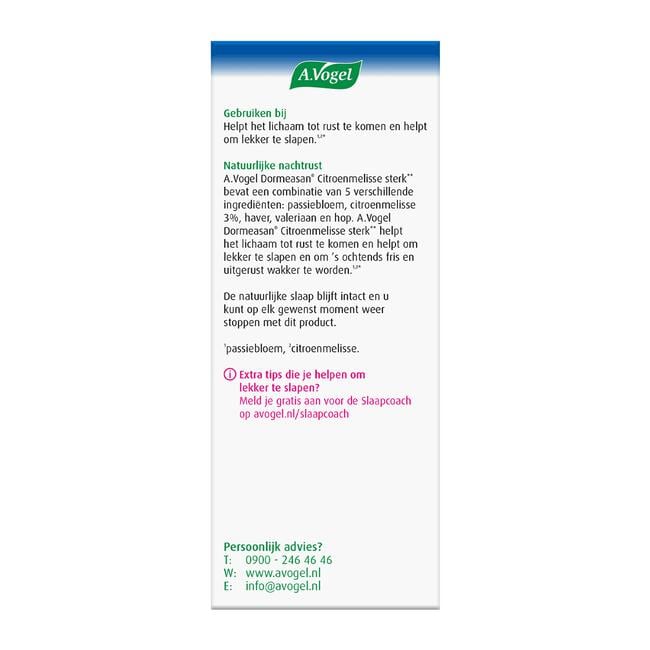 A.Vogel Dormeasan Nachtrust1,2* Sterk** Citroenmelisse Tabletten 30 stuks