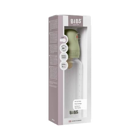 BIBS Babyfles 270 ML Sage met Latex speen en opvouwbaar trechtertje