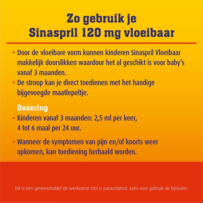 Sinaspril Vloeibaar paracetamol 120 mg 100 ML