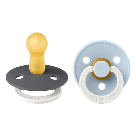 BIBS Glow in the dark Fopspeen Two Pack Natuurlijk Rubber Iron/Baby Blue Maat 2