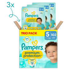 Pampers Premium Protection Trio Pack Luiers Maat 5 11-16 KG 102 stuks