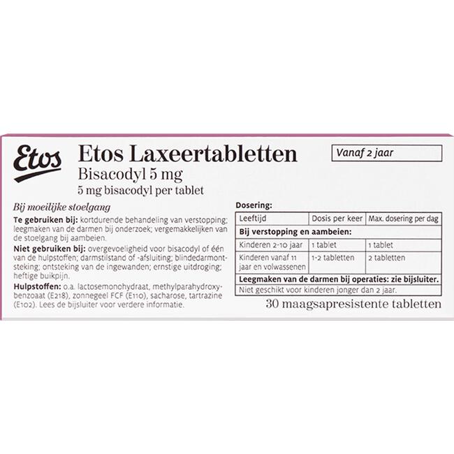 Etos Laxeertabletten Bisacodyl 5MG 30 stuks