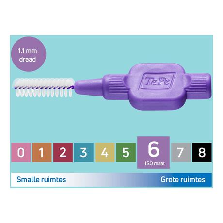 TePe Interdentale Ragers Original Paars ISO maat 6 – 1,1 mm (6 stuks)