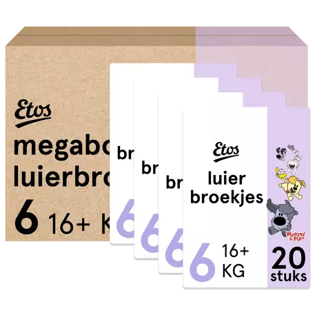 Etos Woezel & Pip Luierbroekjes Extra Large Maat 6 16+ kg Megabox 80 stuks