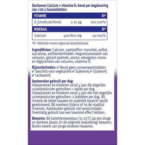 Davitamon Calcium met Vitamine D Kauwtabletten Mint