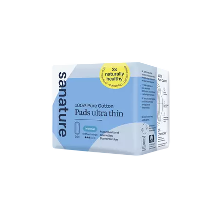 Sanature 100% Katoenen Maandverband Ultra Normaal Zonder Vleugels 10 stuks