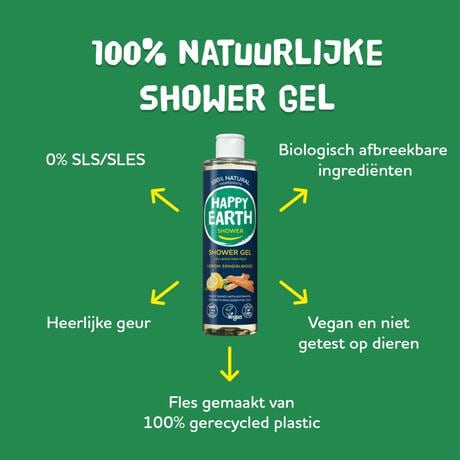 Happy Earth 100% natuurlijke Lemon Sandalwood Douchegel 300 ML