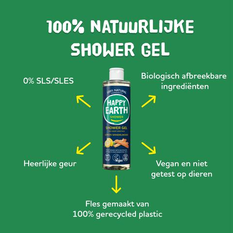 Happy Earth 100% natuurlijke Lemon Sandalwood Douchegel 300 ML