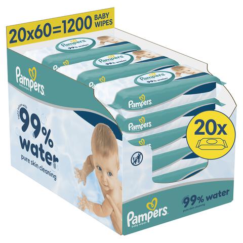 Pampers 99% Water Billendoekjes 20x60 Stuks