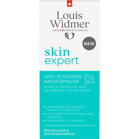 Louis Widmer Skinexpert Anti-Roodheid Nachtemulsie Zonder Parfum 50 ML