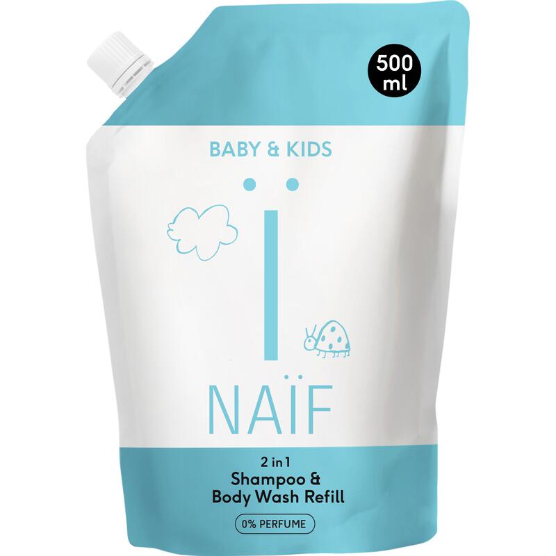 Naïf Baby & Kids 2-In-1 Shampoo & Body Wash 0% Parfum Navulverpakking 500 ML