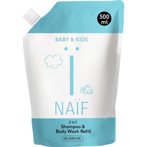 Naïf Baby & Kids 2-In-1 Shampoo & Body Wash 0% Parfum Navulverpakking 500 ML