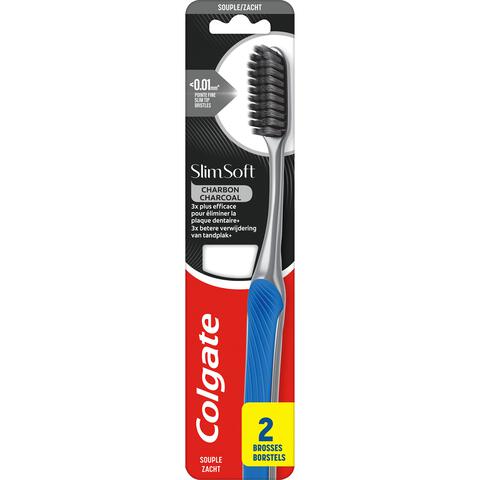 Colgate Slim Soft Charcoal Tandenborstels 2 stuks