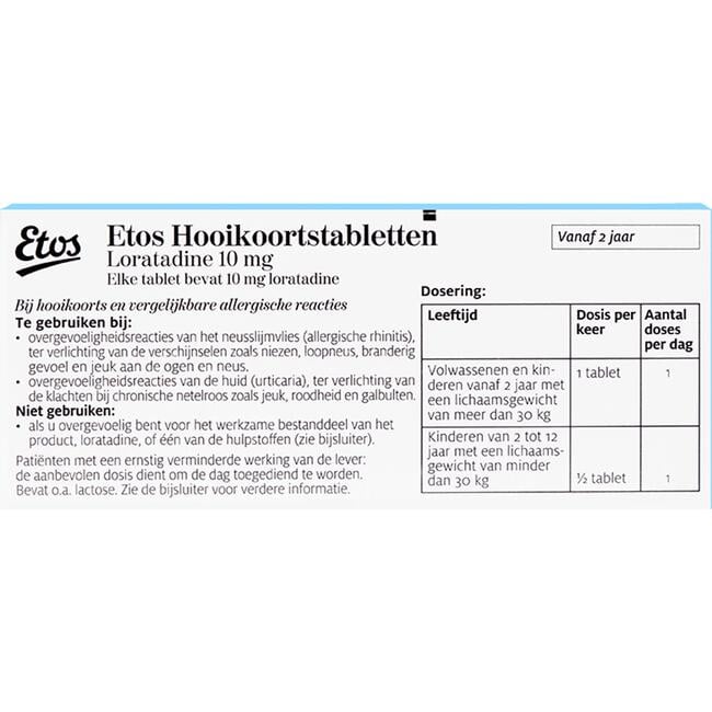 Etos Hooikoortstabletten Loratadine 10 mg 10 tabletten
