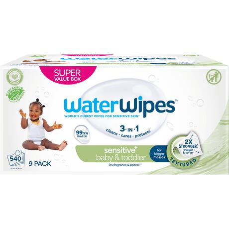 WaterWipes Snoetendoekjes Plasticvrij Gevoelige Huid Voordeeldoos 9x60