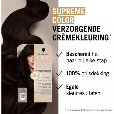 Schwarzkopf Creme Supreme Haarkleuring 3-0 Natuurlijk Zeer Donkerbruin