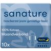 Sanature 100% Katoenen Maandverband Ultra Nacht 10 stuks