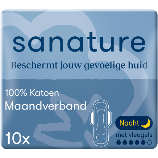 Sanature 100% Katoenen Maandverband Ultra Nacht 10 stuks