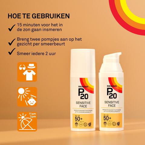 P20 Sensitive Face Zonnebrandcrème SPF50+