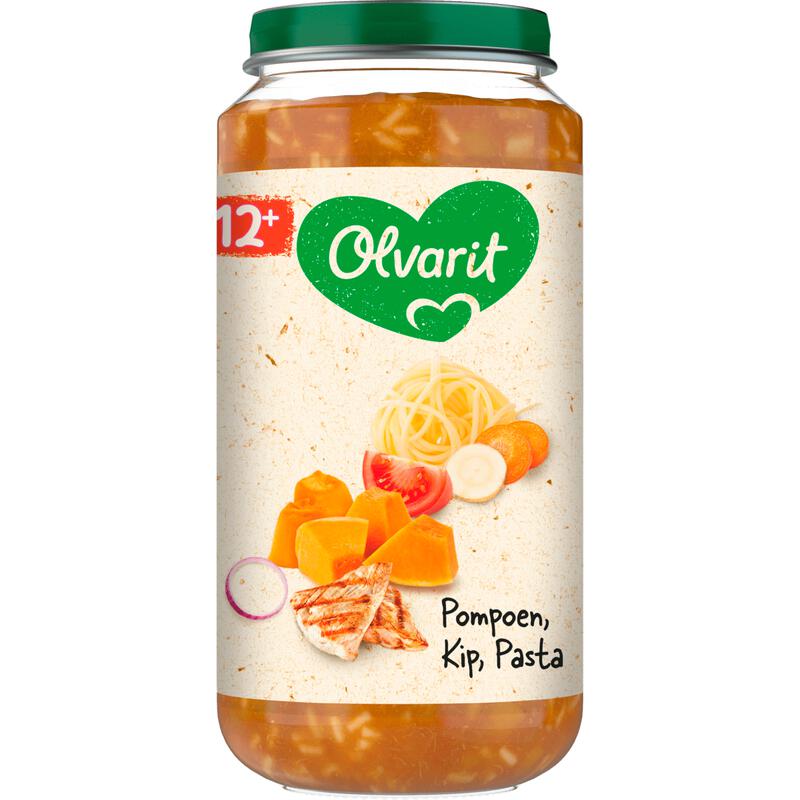 Olvarit Pompoen Kip Pasta 12+ Maanden 250 gram