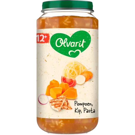 Olvarit Pompoen Kip Pasta 12+ Maanden 250 gram