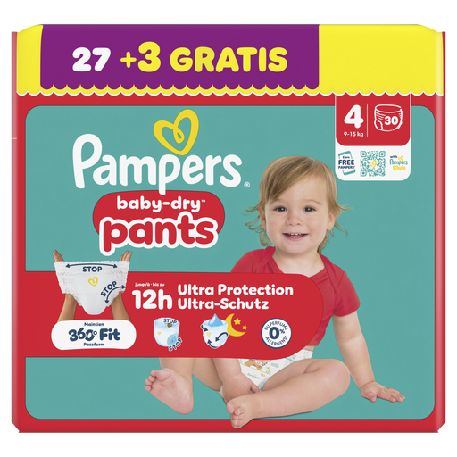 Pampers Baby Dry Pants Luierbroekjes Maat 4 9-15 kg 27 stuks + 3 gratis luierbroekjes