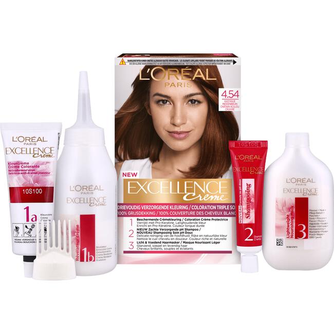 L'Oréal Paris Excellence Crème Verzorgende Crèmekleuring 4.54 Kastanje Middenbruin