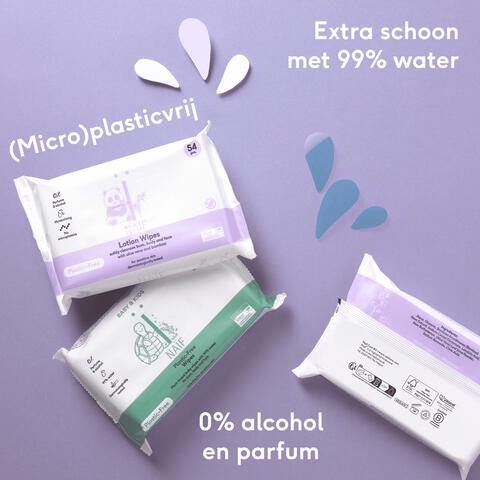 Naïf Plasticvrije Water Billendoekjes 8x54 stuks