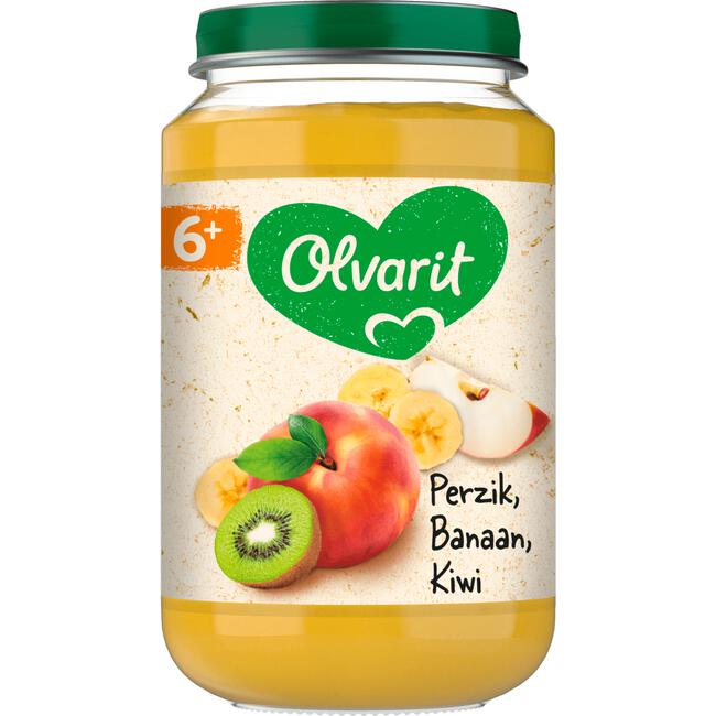 Olvarit Perzik Banaan Kiwi Fruithapje 6+ maanden 200 GR