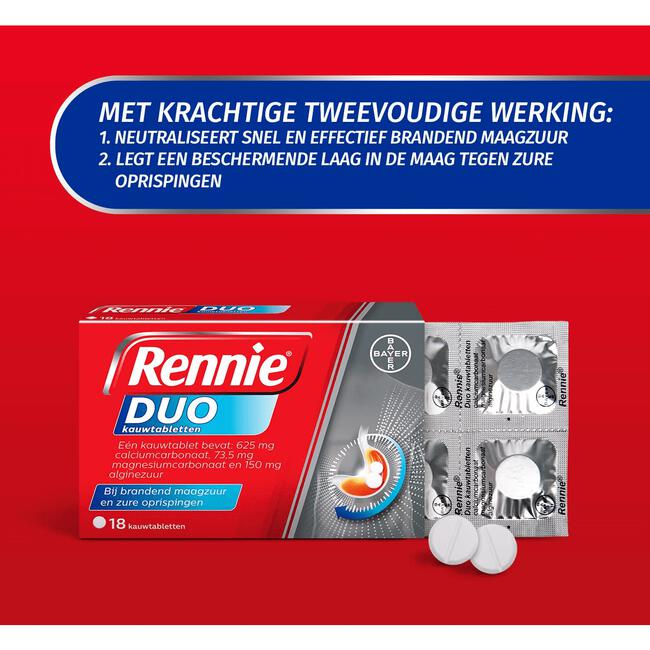 Rennie Duo Kauwtabletten Bij Reflux En Zure Oprispingen 18 Stuks