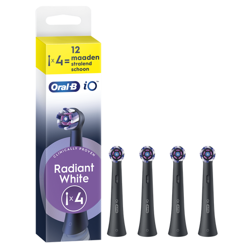 Oral-B iO Radiant White Opzetborstels Zwart 4 Stuks