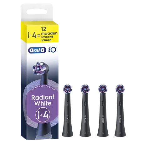Oral-B iO Radiant White Opzetborstels Zwart 4 Stuks