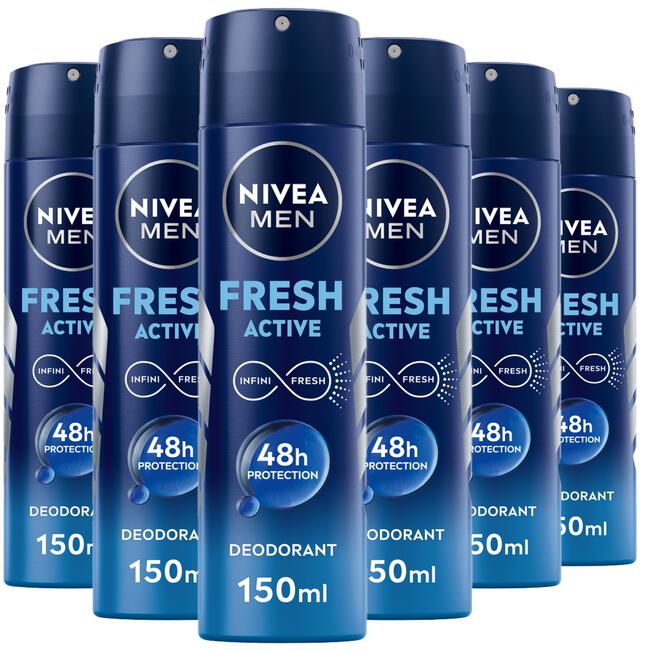 NIVEA MEN Fresh Active Deodorant Spray 150 ML Multipack 6 stuks