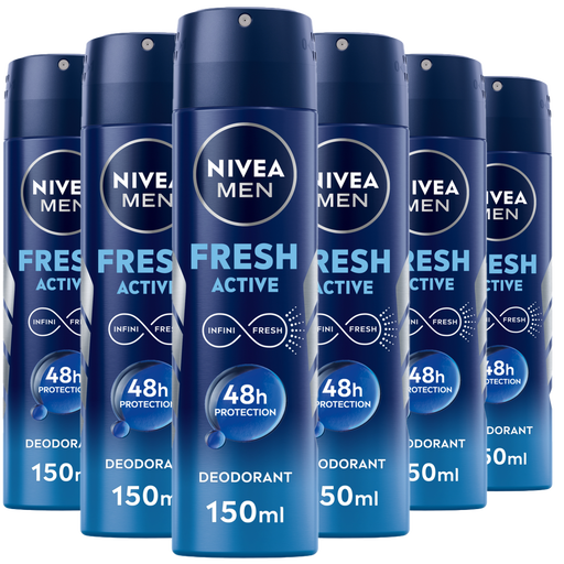 NIVEA MEN Fresh Active Deodorant Spray 150 ML Multipack 6 stuks
