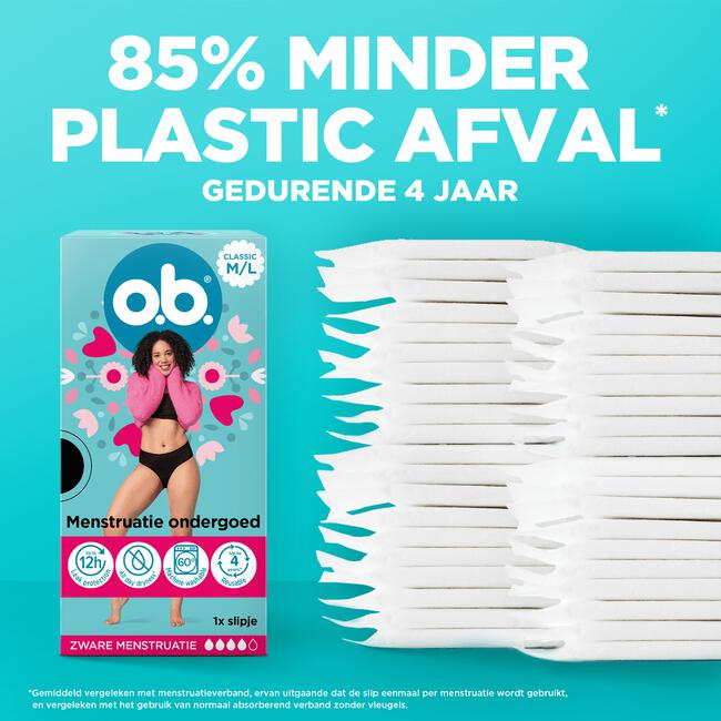 o.b.® Herbruikbaar Menstruatie Ondergoed Zwart M/L