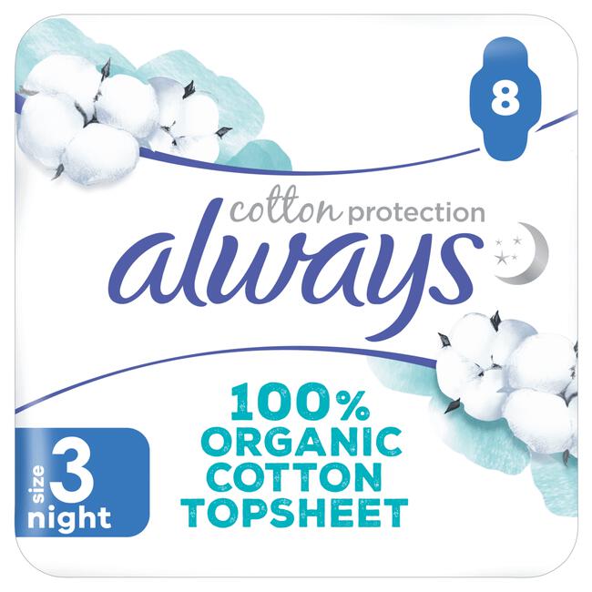 Always Cotton Protection Maandverband Night Met Vleugels 8 Stuks
