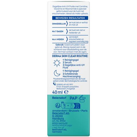 NIVEA Derma Skin Clear Daily Fluid Spf50+ 40ML