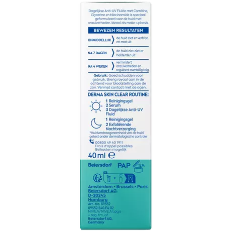 NIVEA Derma Skin Clear Daily Fluid Spf50+ 40ML