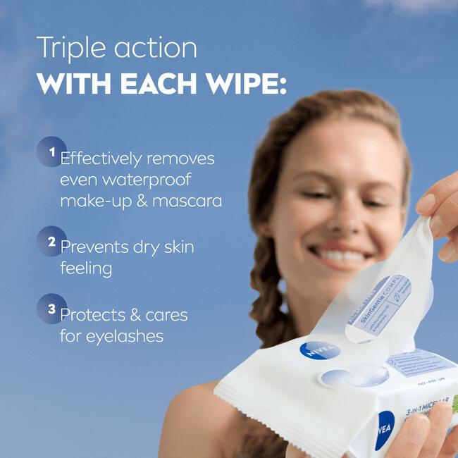 NIVEA 3-in-1 Verfrissende Reinigingsdoekjes 25 stuks