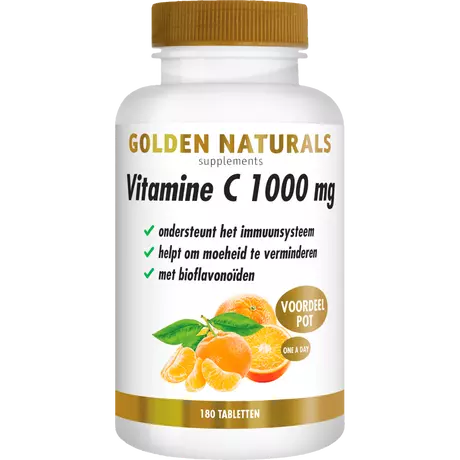 Golden Naturals Vitamine C 1000 MG met Bioflavonoïden Tabletten 180 stuks