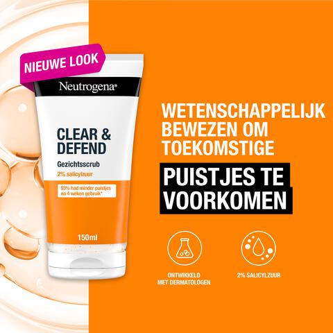 Neutrogena Clear & Defend Face Scrub Acne en Onzuivere Huid 150 ML