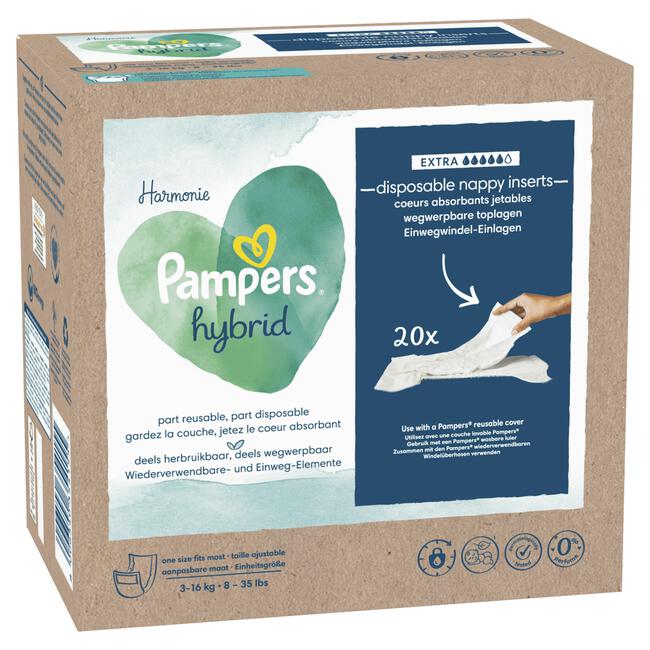 Pampers Harmonie Hybrid Wegwerpbare Toplagen Extra 20 stuks