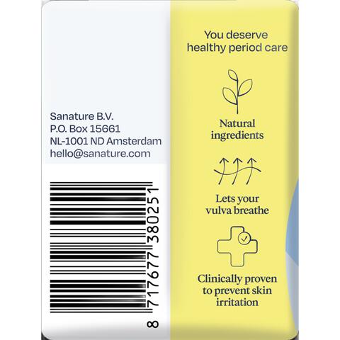 Sanature 100% Katoenen Maandverband Ultra Normaal Met Vleugels 10 stuks