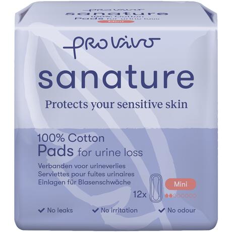 Sanature Pro Vivo 100% Katoenen Incontinentieverband Mini 12 stuks