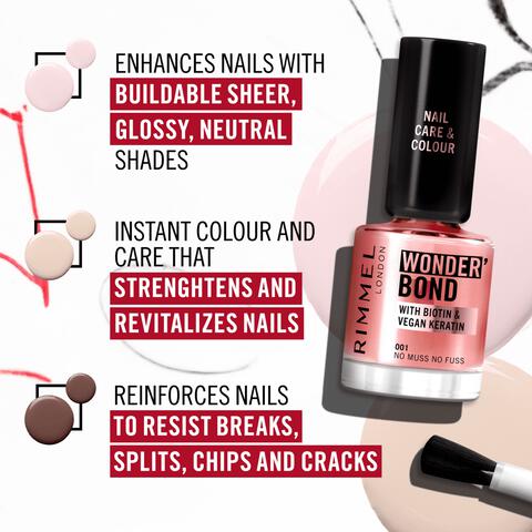 Rimmel London Wonder'Bond Care+Color Nagellak - Roze - 003 Slip Dress