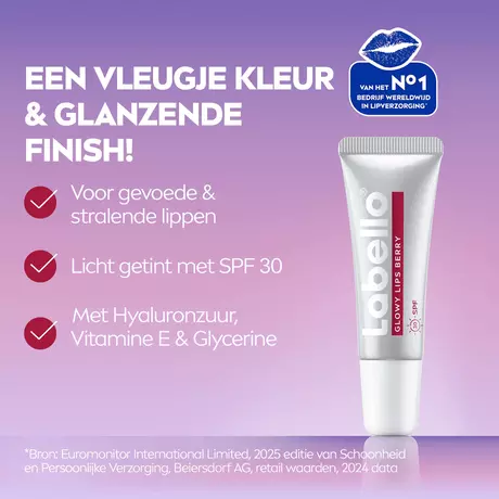 Labello Glowy Lips Hyaluron Berry Glanzende Lippenbalsem SPF30